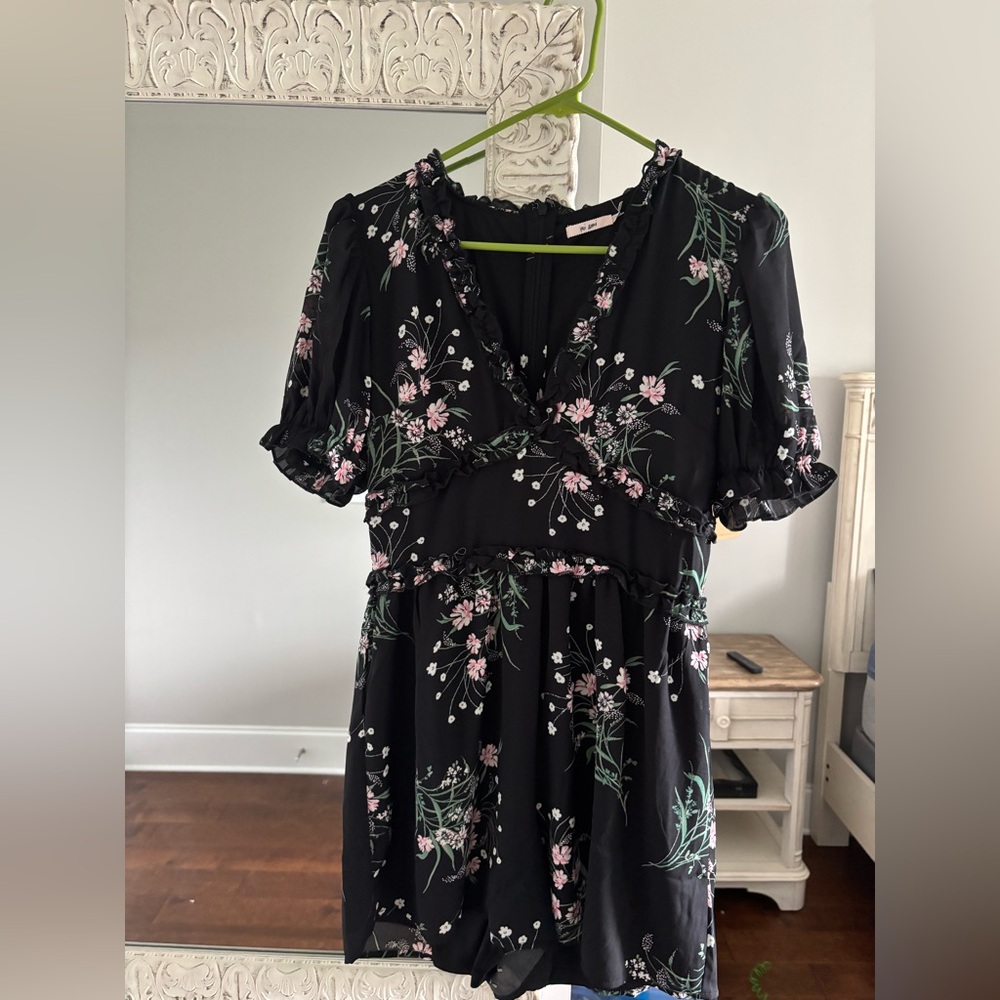 Floral Black Romper